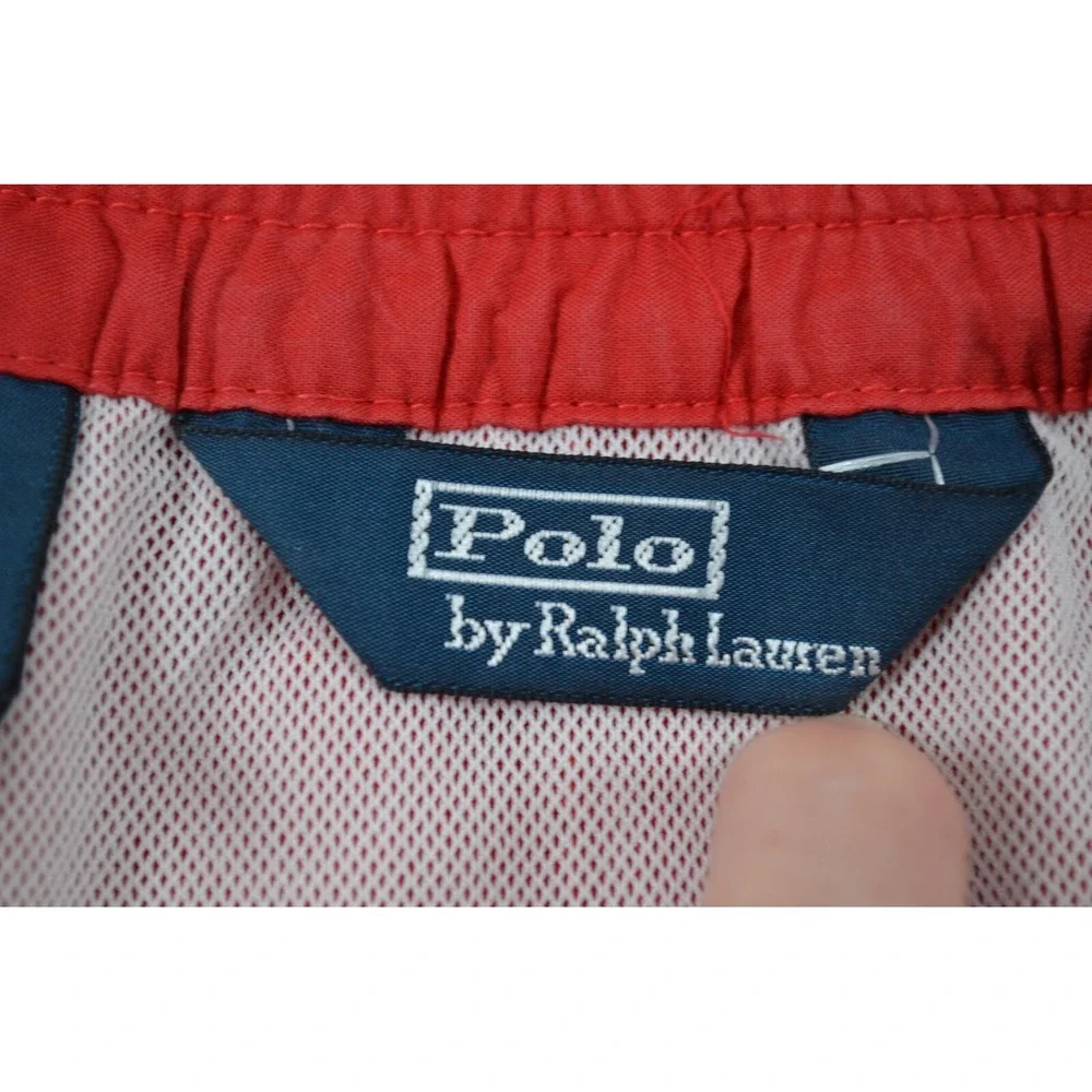POLO by Ralph Lauren Men's‎ XL Red Swim Trunks  Mesh Lined Embroidered Flags